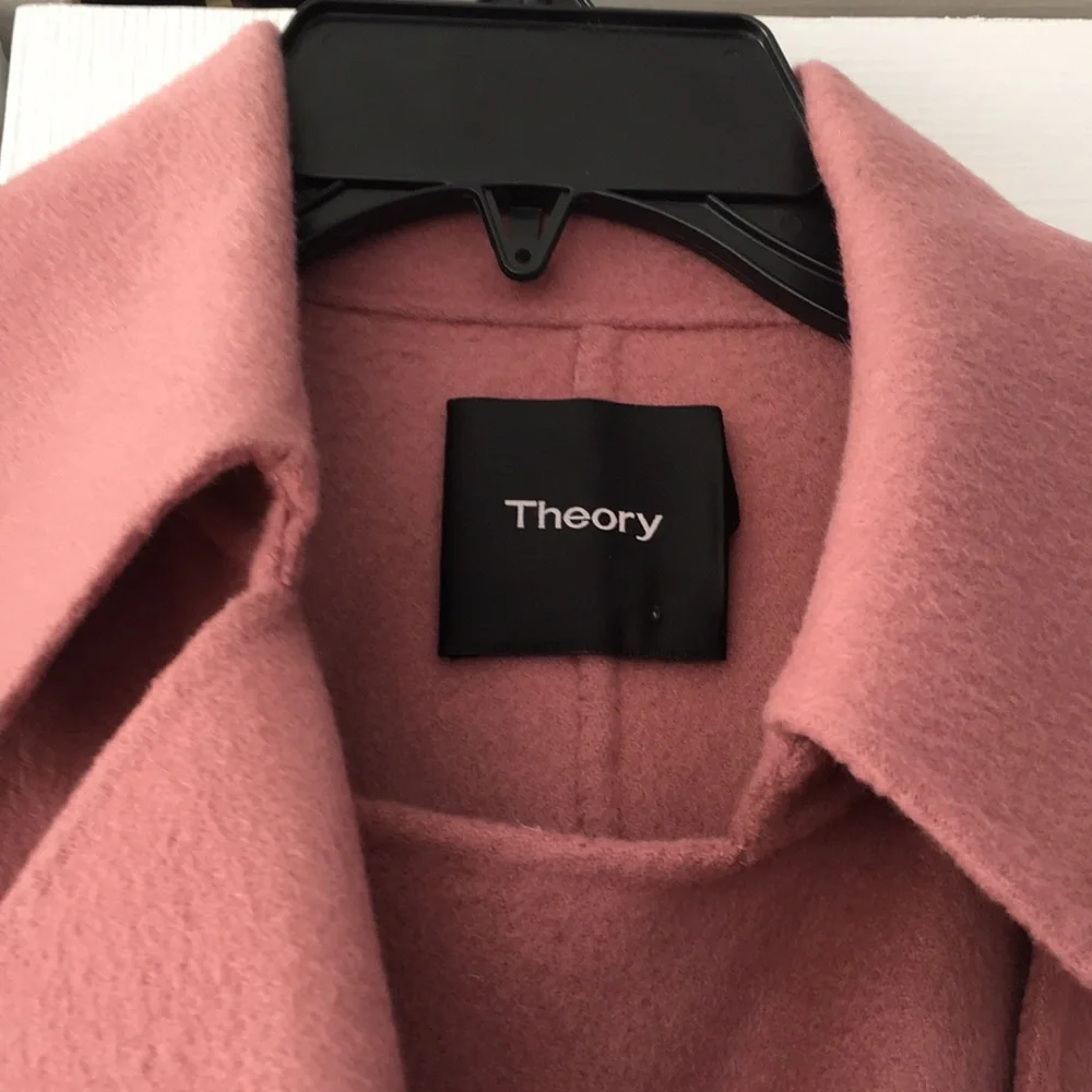 THEORY EUC MAUVE WOOL CASHMERE BLEND BELTED TRENCH SIZE SMALL - Picture 2 of 10